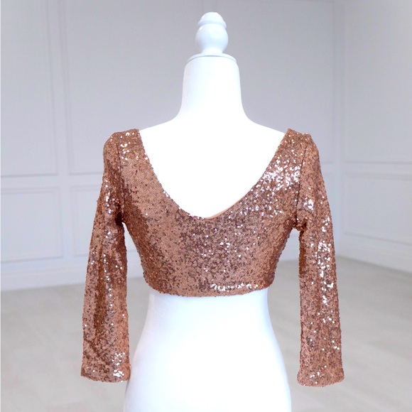 Tia bhuva sequin saree blouse XS antique rose gold - Picture 1 of 4